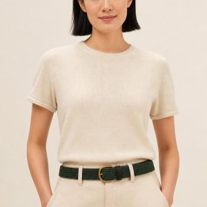Women's Forest Reversible Belt worn with an adult model