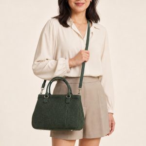 Women's Forest Tonal Texture Satchel shown with an adult model