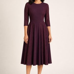 Mulberry Lace-Panel Tea Dress worn by an adult model