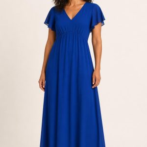 Sapphire Flutter-Sleeve Maxi Dress worn by an adult model
