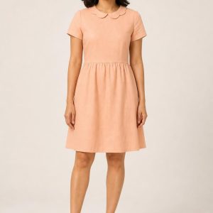 Soft Peach Scallop-Collar Dress worn by an adult model