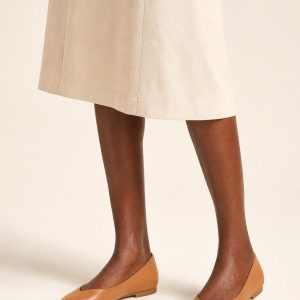 Women's Camel Pointed Flat worn with an adult model