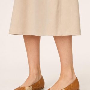 Women's Camel Two-tone Panel Woven Flat worn with an adult model