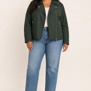Women's Forest Moto Jacket worn with an adult model