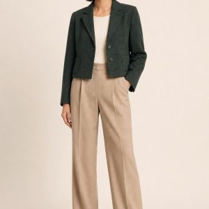 Women's Forest Tonal Texture Cropped Blazer worn with an adult model