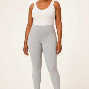 Women's Silver Ankle Leggings worn with an adult model