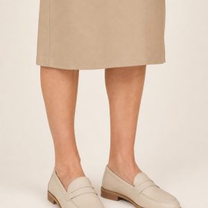 Women's Oatmeal Apron Loafer worn with an adult model