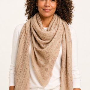 Women's Sand Cotton Scarf worn with an adult model