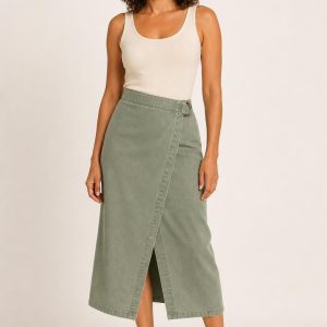 Women's Sage Wrap Skirt worn with an adult model