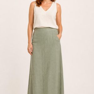 Women's Sage Maxi Skirt worn with an adult model