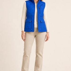 Cobalt Quilted Utility Vest worn with an adult model