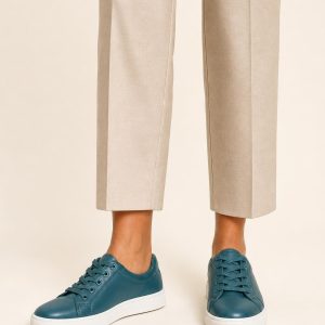 Women's Teal Low-Top Sneaker worn with an adult model