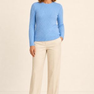 Women's Sky Tonal Texture Crewneck Sweater worn with an adult model