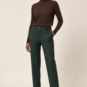 Women's Forest Fine Stripe Cigarette Trousers worn with an adult model