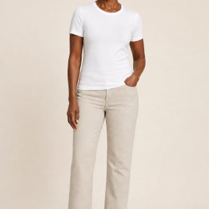 White Pima Crew Tee worn with an adult model