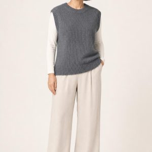 Women's Slate Sweater Vest worn with an adult model