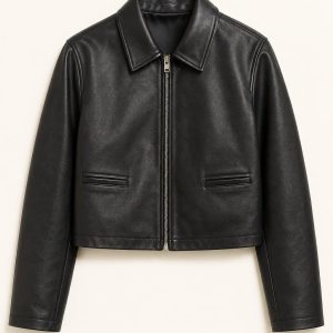 Black Cropped Leather Jacket