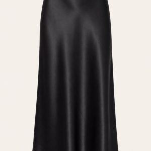 Black Satin Midi Skirt