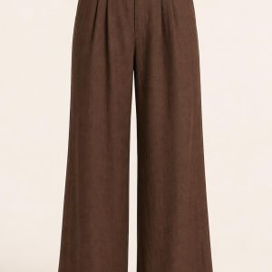 Chocolate Linen Blend Trousers
