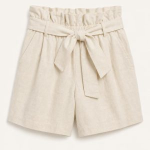 Ecru Paperbag Shorts